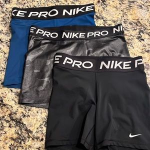 3 pairs of Nike pro bike shorts, dry fit size small